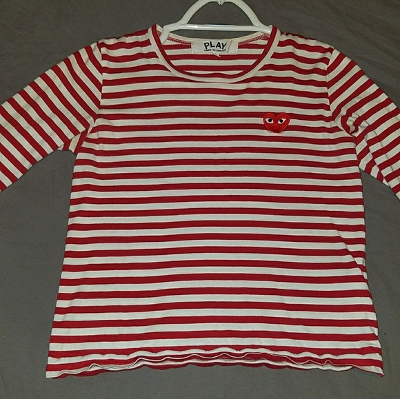 cdg red striped shirt